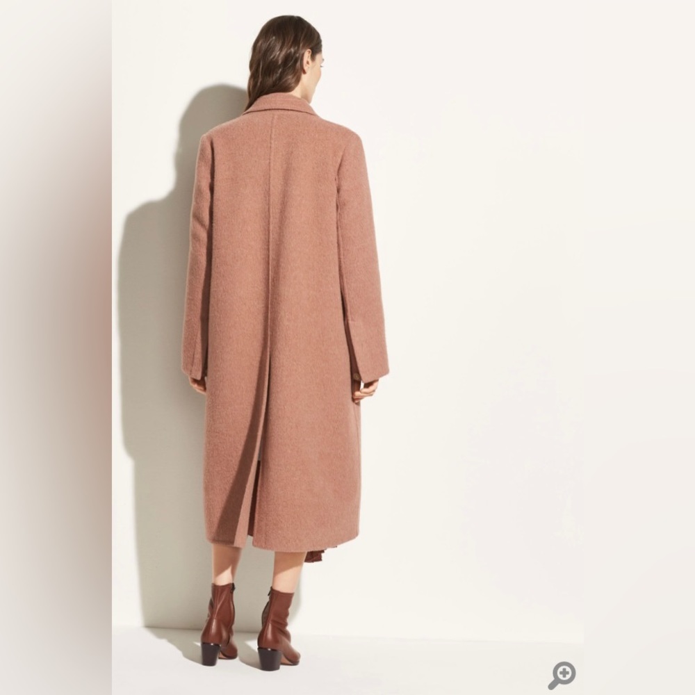 Vince Brushed Wool Long Coat in Vintage Rose - Picture 2 of 16